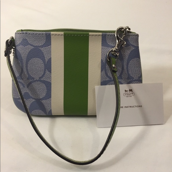 Like New Coach Wristlet Blue Green Bone colors - Picture 7 of 10